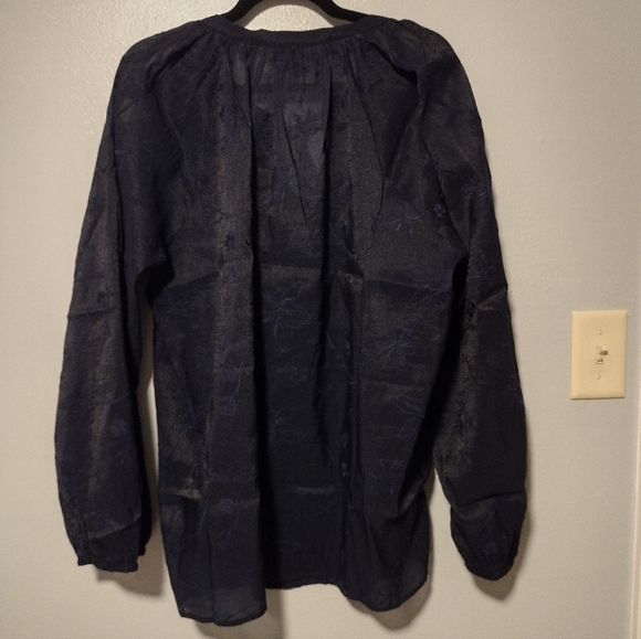 Torrid Chiffon Embroidered Tie Front Peasant Top Blouse - Picture 11 of 11